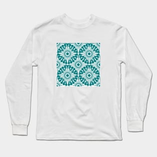 Teal Abstract Grapefruit Long Sleeve T-Shirt